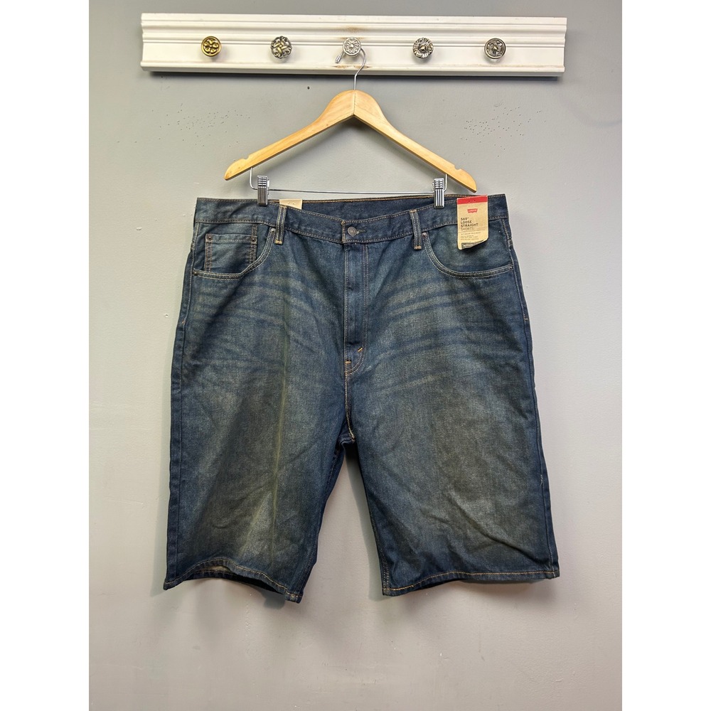 Levi's Denim Shorts Mens 42 Blue 569 Loose Straight Dark Wash Baggy 100% Cotton